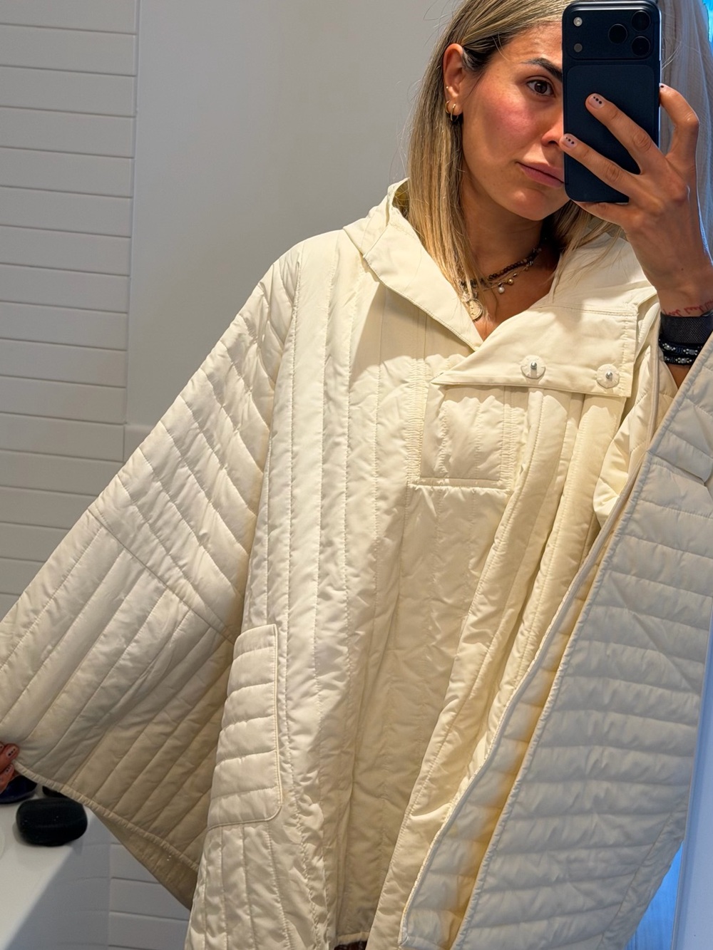 COS Quilted Hooded Cape Jacket - Cream